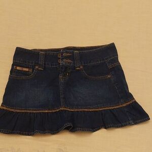 Denim Mini Skirt with Ruffle Hem